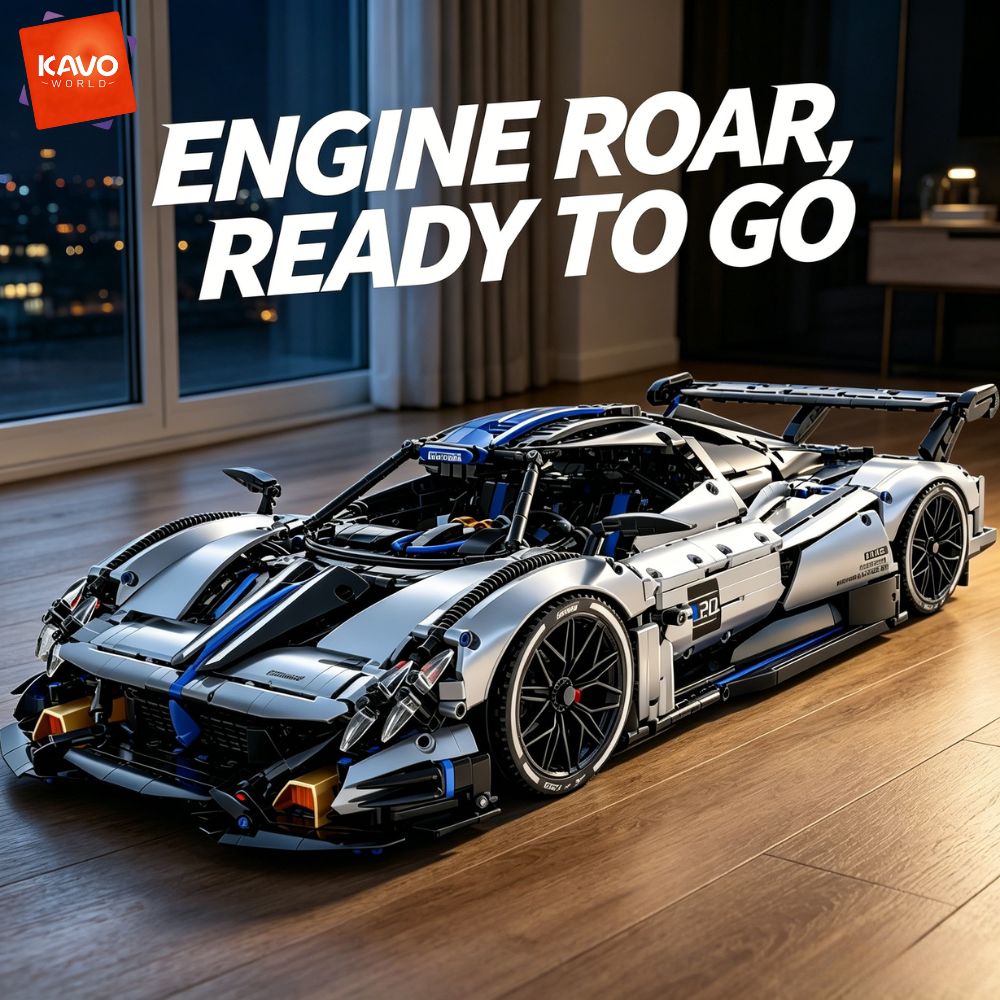 Rc Hobby Track - KAVOWORLD 3526 elementów Srebrno-Niebieski Super Samochód